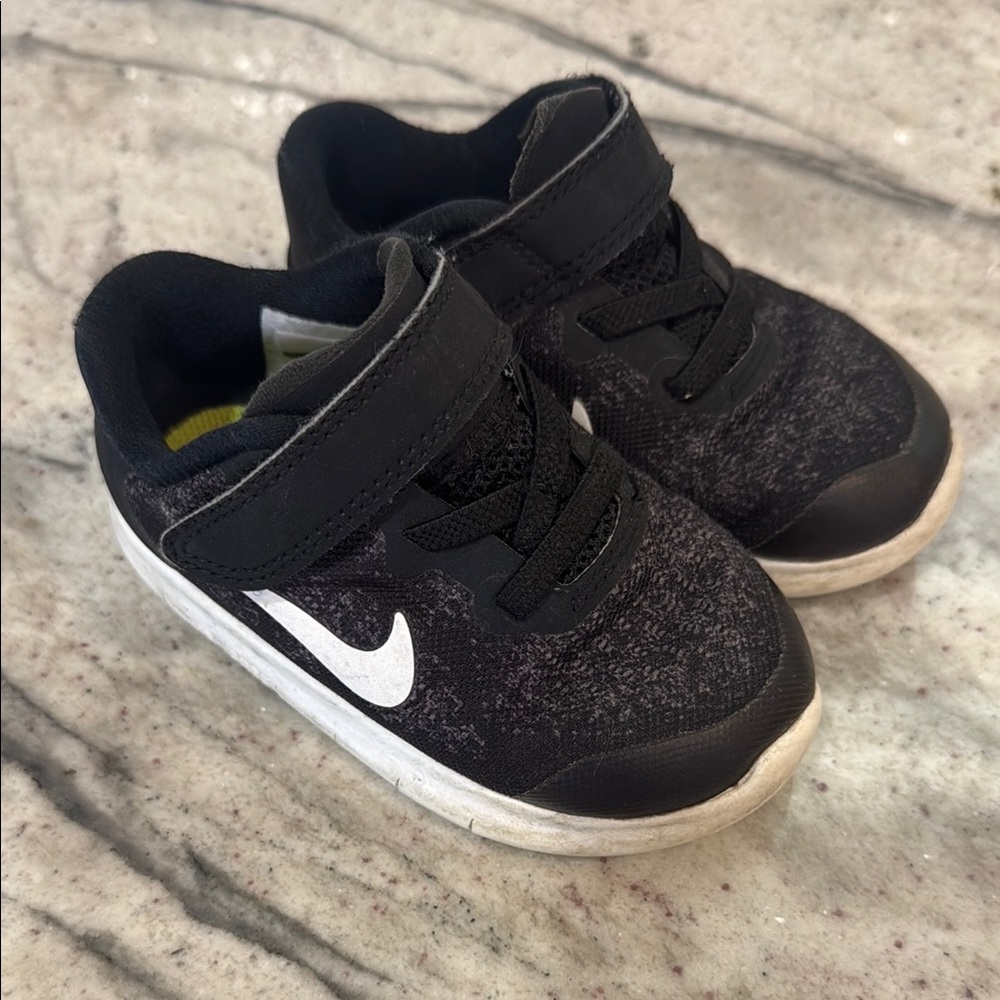 Nike Black Sneakers with Velcro Strap and White Sole
